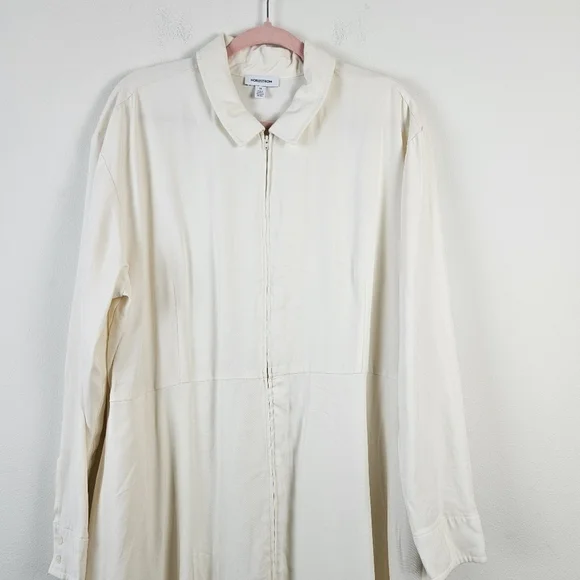 Nordstrom Plus Full Zip dress Size 2X Lagenlook Cream - Picture 3 of 8